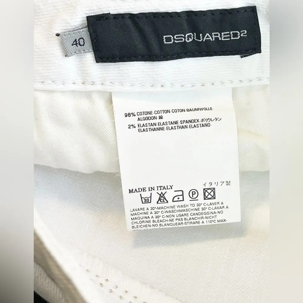 DSQUARED White Denim Bermuda shorts with gold embroidered pocket NWT  40